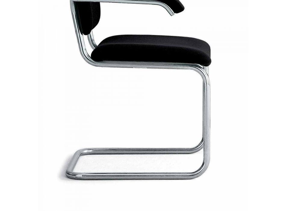 Office Chair in Leather with Structure in Chromed Steel Made in Italy - Octant Viadurini