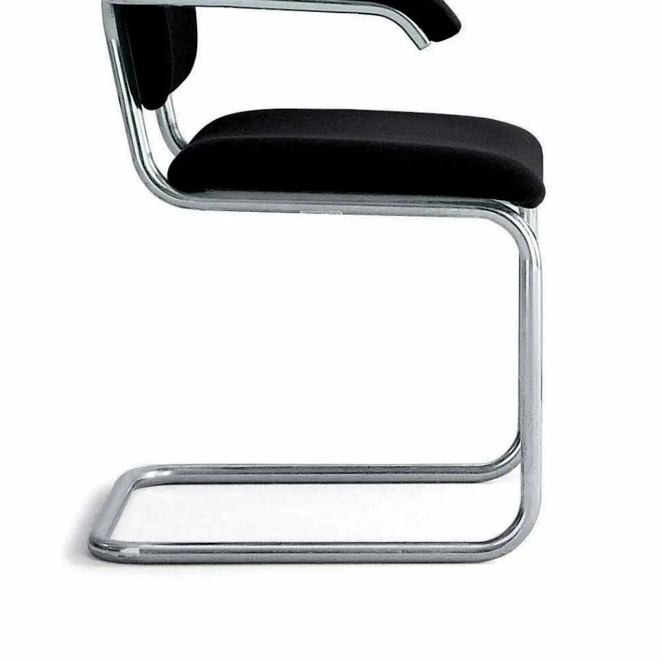 Office Chair in Leather with Structure in Chromed Steel Made in Italy - Octant Viadurini