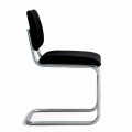 Office Chair in Leather with Structure in Chromed Steel Made in Italy - Octant
