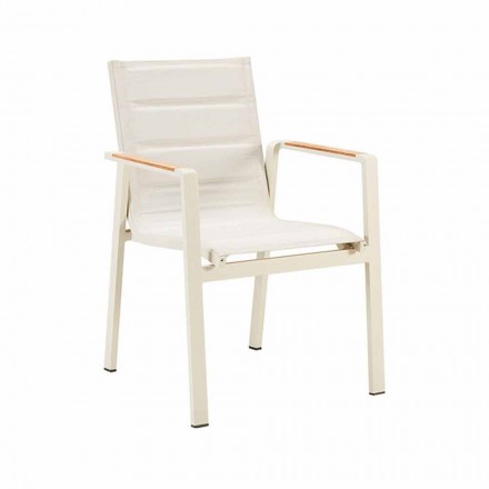 Stackable Outdoor Dining Chairs in Aluminum and 4-Piece Armrests - Bilel Viadurini