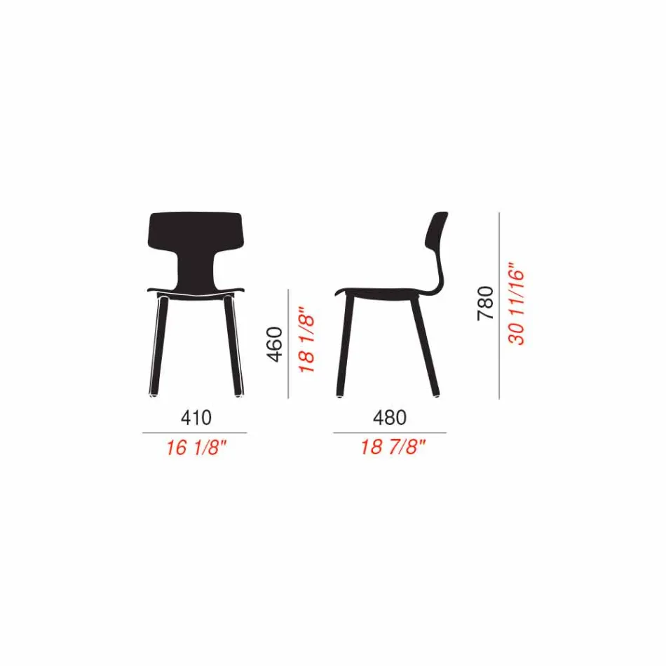 Made in Italy Wood and Polypropylene Dining Chairs, 2 Pieces - Clover Viadurini