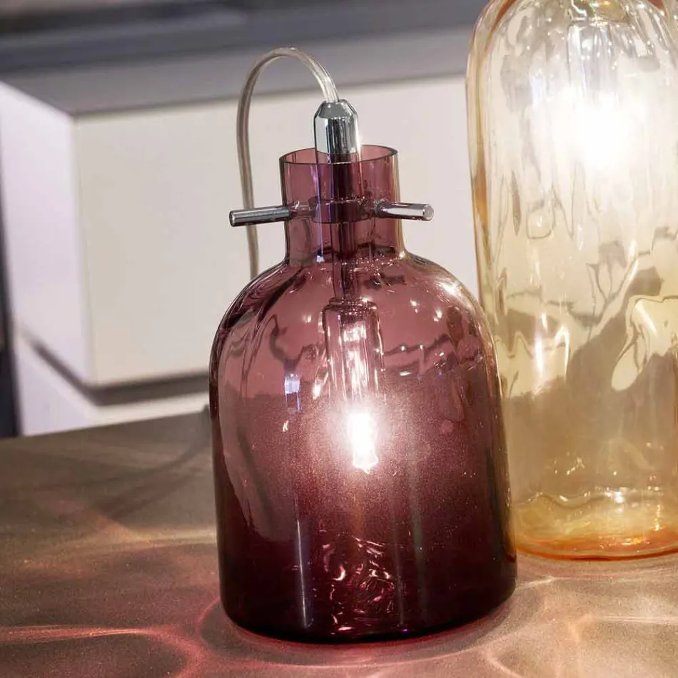 Selene Bossa Nova table lamp Ø11 H16cm, blown glass amethyst Viadurini