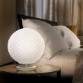 Selene Domino modern white table lamp Ø27 H30cm, made of blown glass