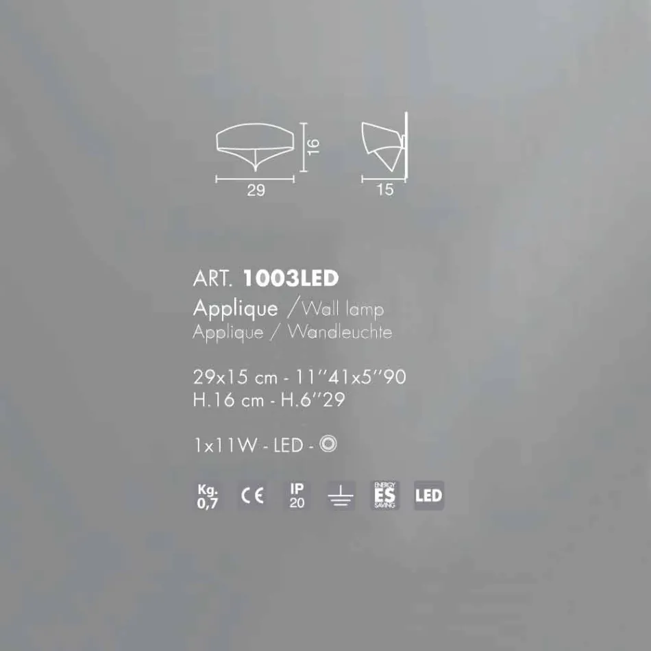 Selene Scudo modern wall lamp made in Italy 29x15xH16 cm Viadurini