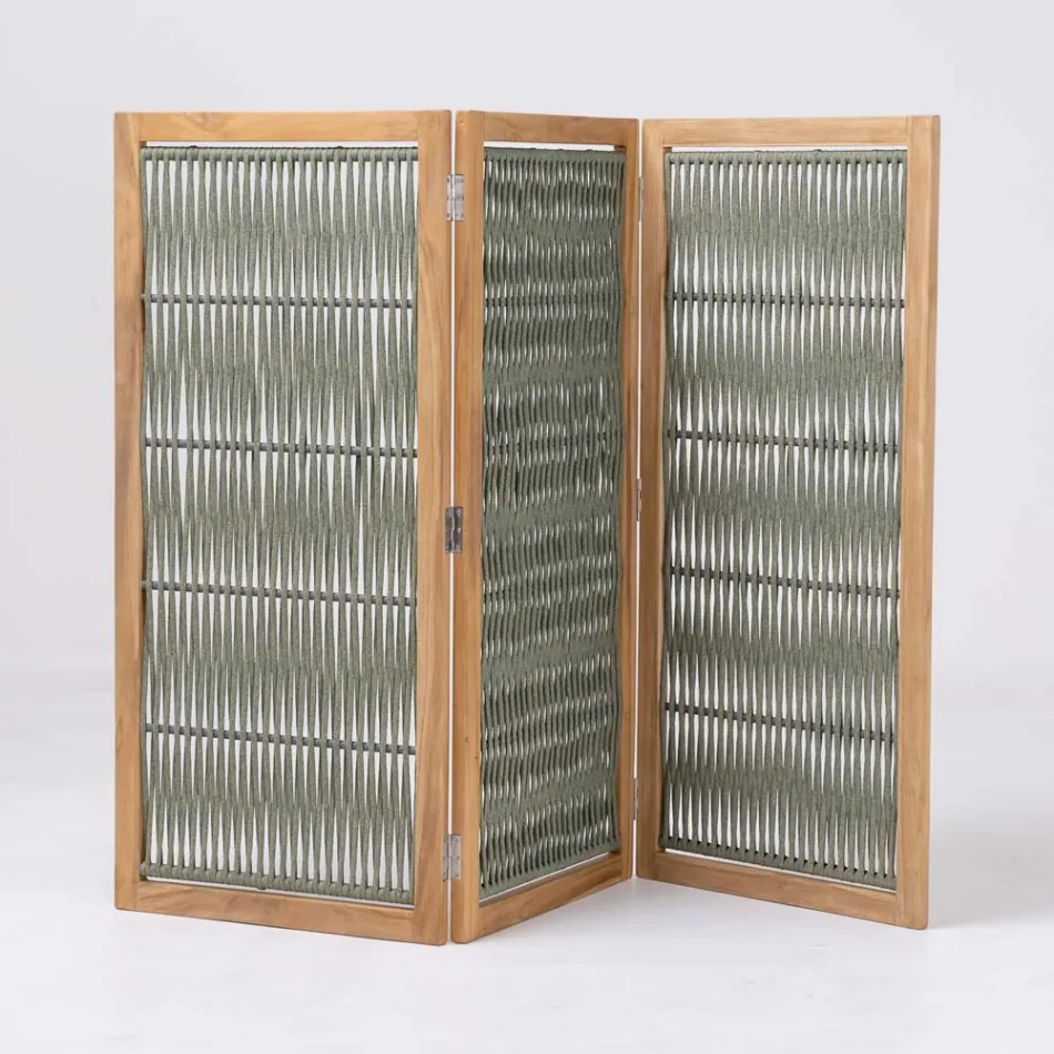 Outdoor divider in Teak, Aluminum and Rope Weaving - Vision Viadurini