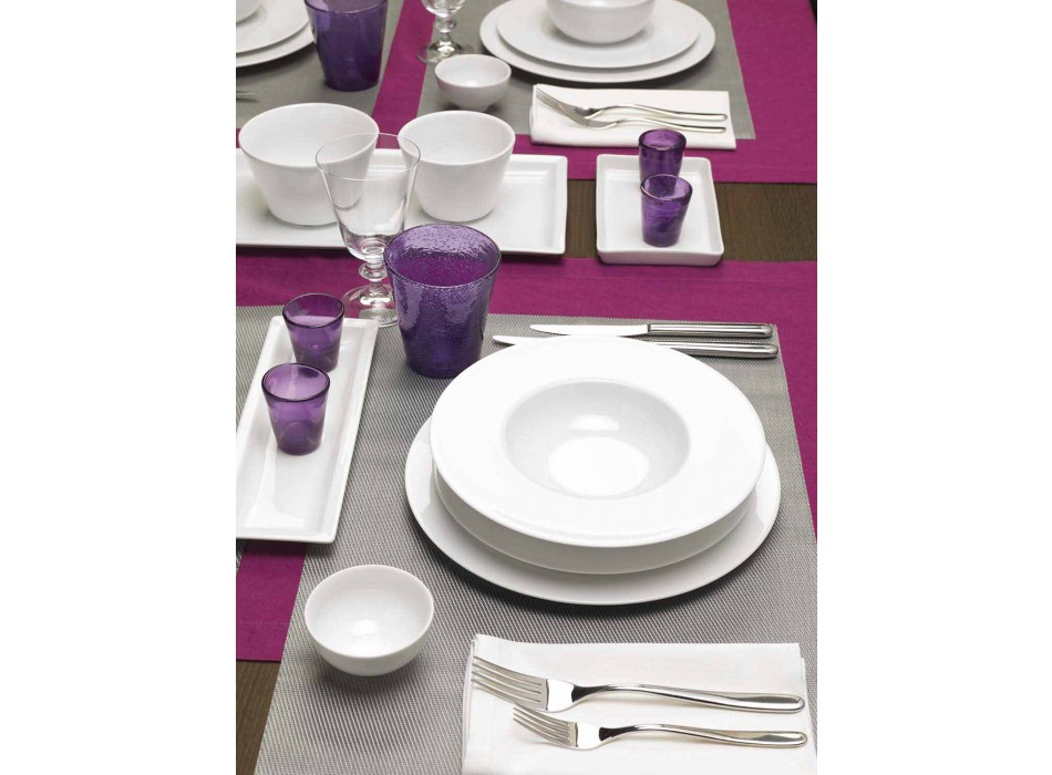 Service 24 Modern White Dinner Plates and 12 Porcelain Cups - Monaco Viadurini