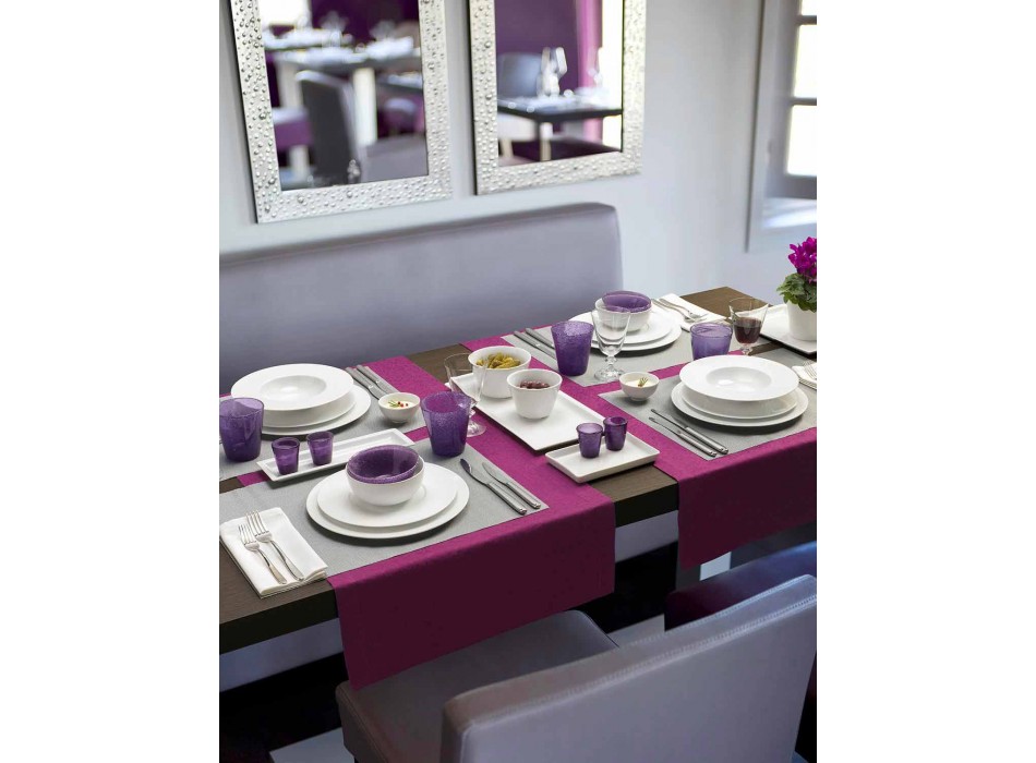 Service 24 Modern White Dinner Plates and 12 Porcelain Cups - Monaco Viadurini