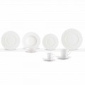 Service 24 Modern White Dinner Plates and 12 Porcelain Cups - Monaco
