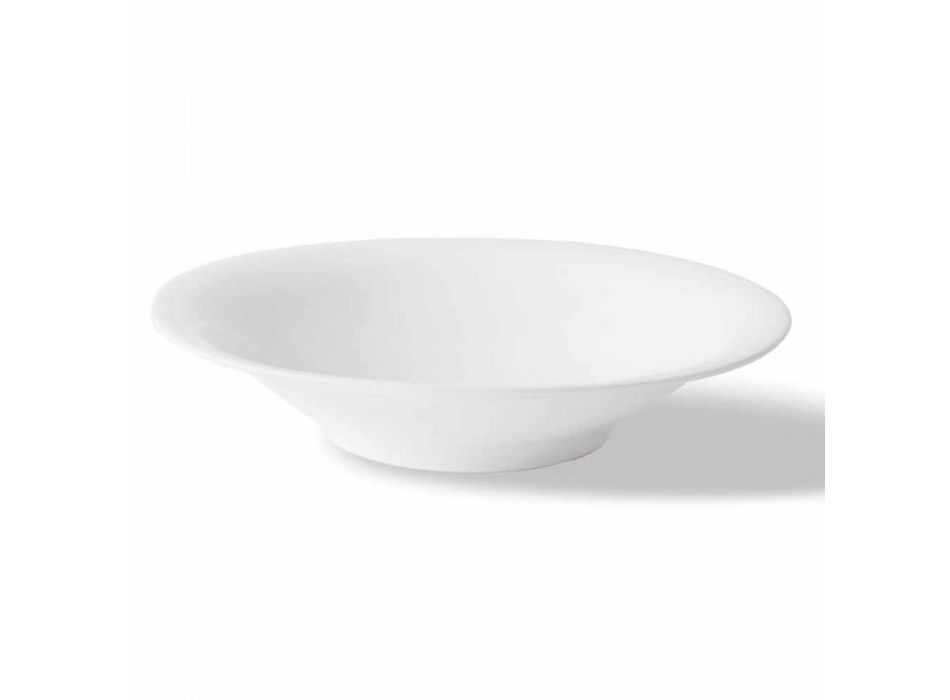 24 Elegant Dinner Plates in White Porcelain Design - Doriana