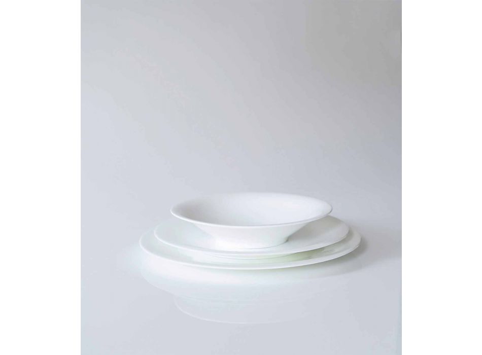 24 Elegant Dinner Plates in White Porcelain Design - Doriana Viadurini
