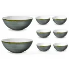 Service 6 Ice Cream Bowls and 2 Bowls in Colored Porcelain - Rurolo Viadurini