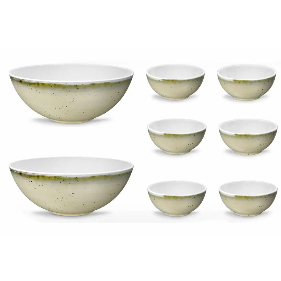Service 6 Ice Cream Bowls and 2 Bowls in Colored Porcelain - Rurolo Viadurini
