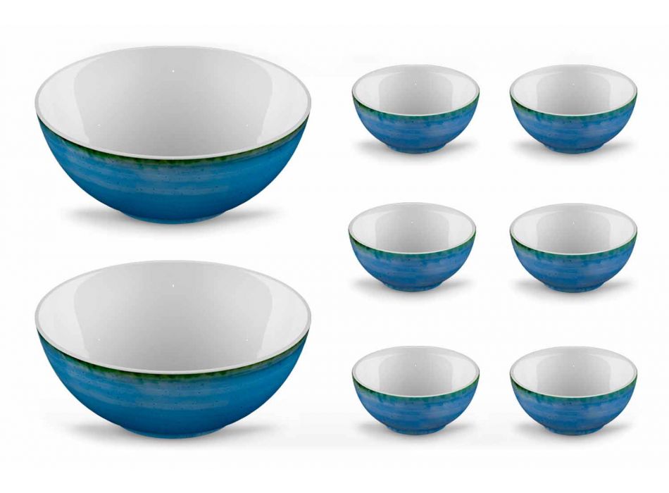 Service 6 Ice Cream Bowls and 2 Bowls in Colored Porcelain - Rurolo Viadurini