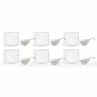 Aperitif Service 12 Pieces Modern White Porcelain Design Plates - Nalah Viadurini