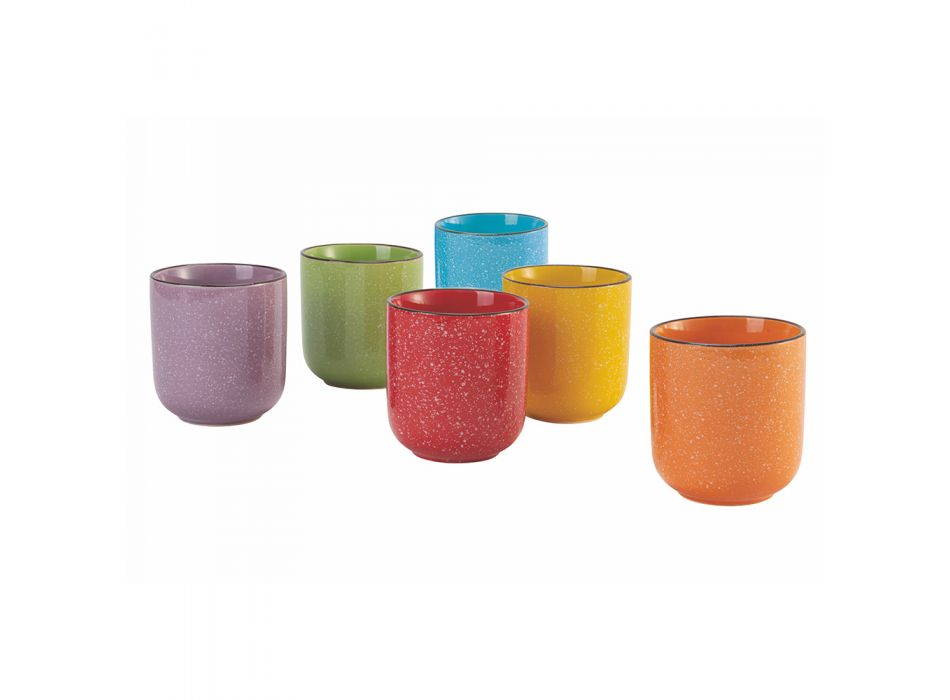 Colored Potted Ceramic Water Glasses Set 12 Pieces - Abruzzo Viadurini