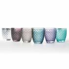 Colored and Decorated Water Glasses Service 12 Pieces of Glass - Lozenge Viadurini