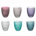 Colored and Decorated Water Glasses Service 12 Pieces of Glass - Lozenge