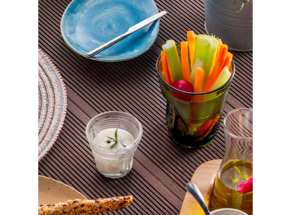 Colored Glass Water Glasses Set 6 Pieces Particular Design - Sarabi Viadurini