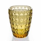 Water Glasses Service in Colored Glass and Relief Decoration 12 Pieces - Angers Viadurini