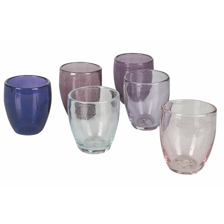 12 Pieces Colored Blown Glass Water Glasses - Guerrero Viadurini
