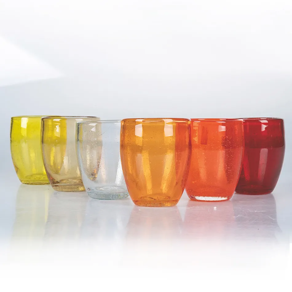 12 Pieces Colored Blown Glass Water Glasses - Guerrero Viadurini