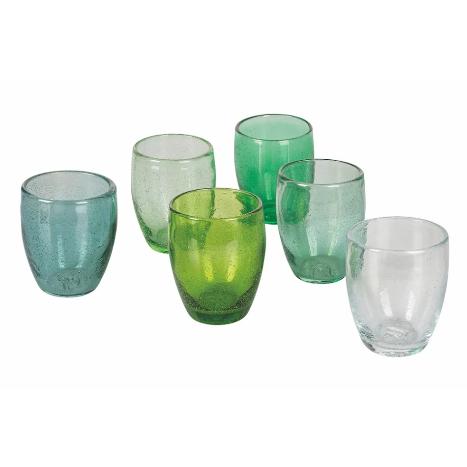 12 Pieces Colored Blown Glass Water Glasses - Guerrero Viadurini