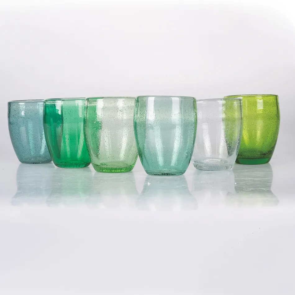 12 Pieces Colored Blown Glass Water Glasses - Guerrero Viadurini