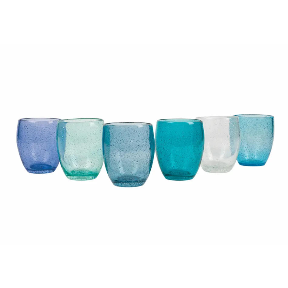 12 Pieces Colored Blown Glass Water Glasses - Guerrero Viadurini