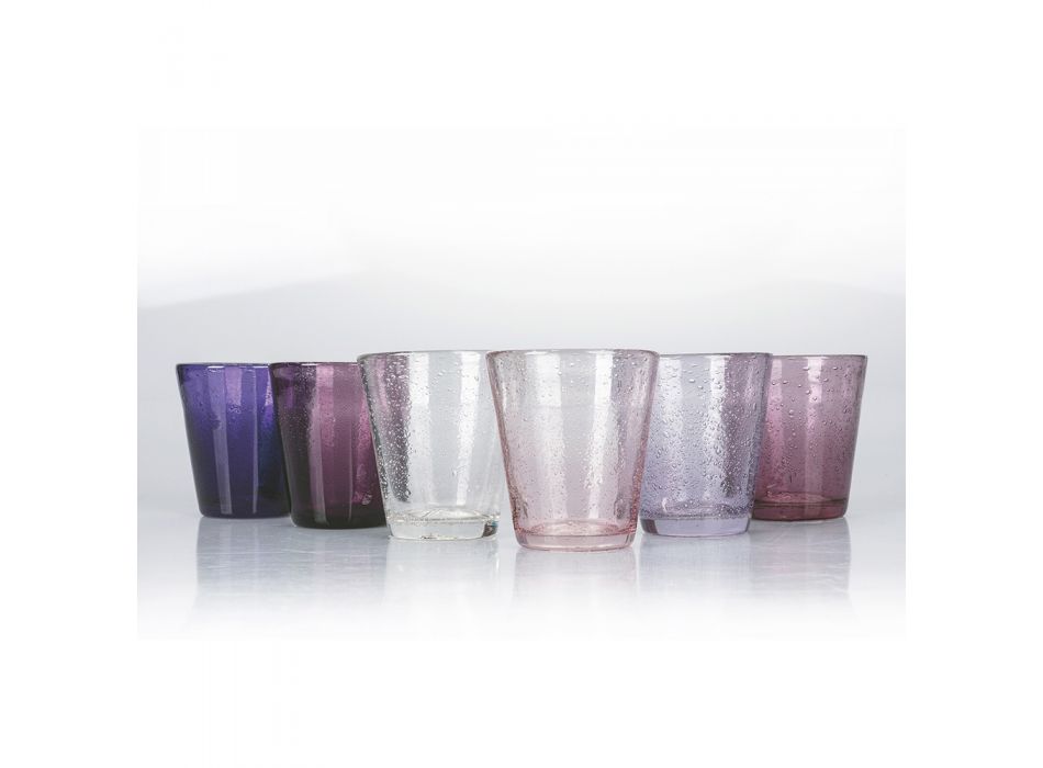 12 Pieces Colored Blown Glass Water Glasses Service - Yucatan