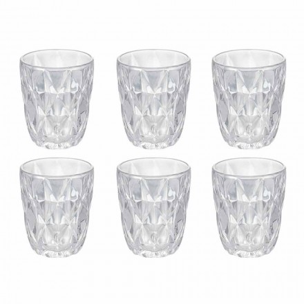Decorated Transparent Glass Water Glasses Set, 12 Pieces - Renaissance Viadurini
