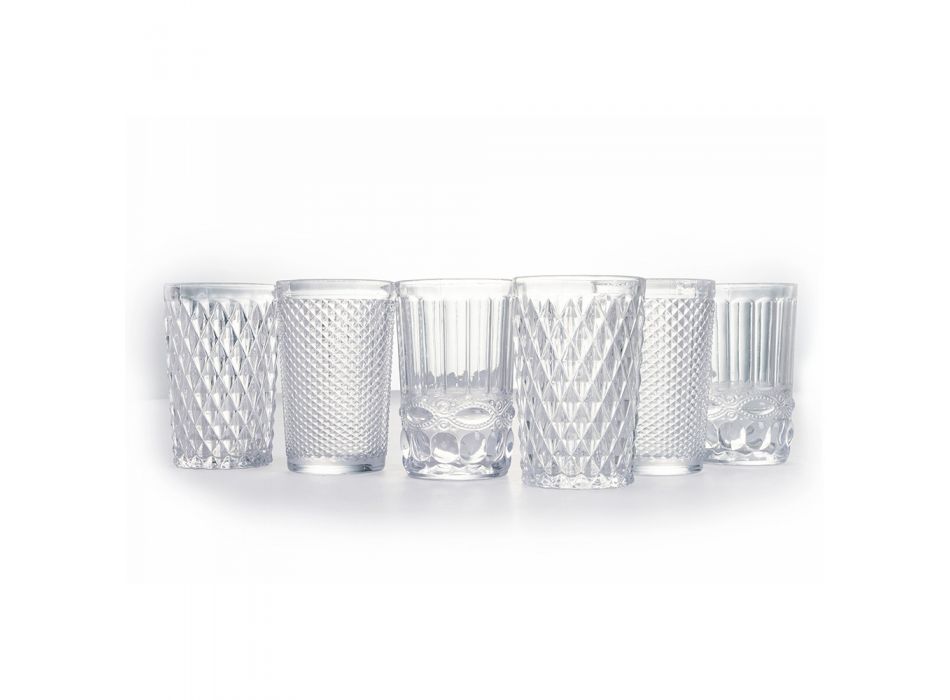 Transparent Glass Drinkware Set 3 Shapes 12 Pieces - Artemisia Viadurini