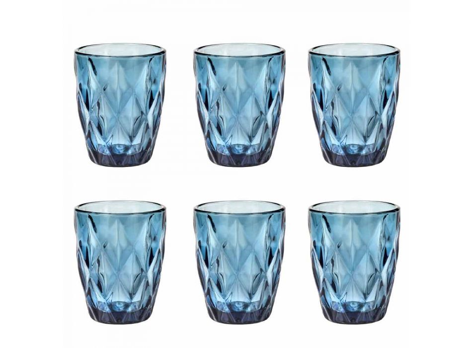 Colored Glass Water Glasses Set 6 Pieces Modern Design - Timon Viadurini