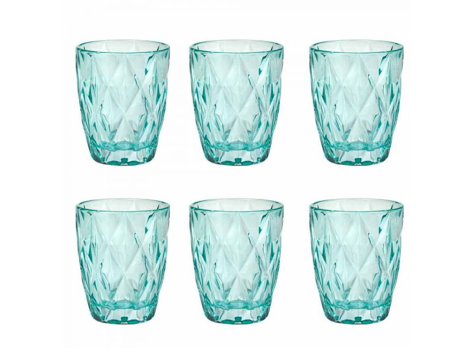 Colored Glass Water Glasses Set 6 Pieces Modern Design - Timon Viadurini
