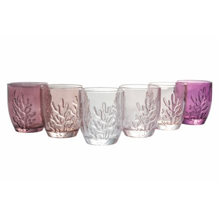Glass Water Glasses Service Lavender Shades 12 Pcs - Crimson Viadurini