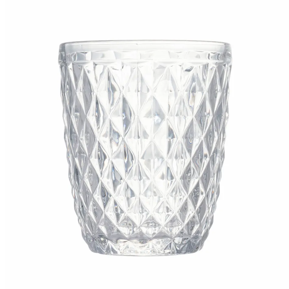 Glass Set in Colored and Carved Glass Water 12 Pieces - Brillo Viadurini