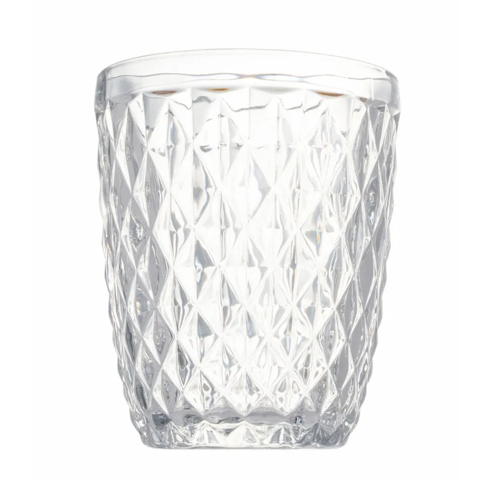 Glass Set in Colored and Carved Glass Water 12 Pieces - Brillo Viadurini