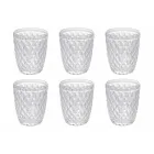 Glass Set in Colored and Carved Glass Water 12 Pieces - Brillo Viadurini