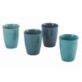 Water Glasses Service in Colored Stoneware and 12 Pieces Border - Abruzzo