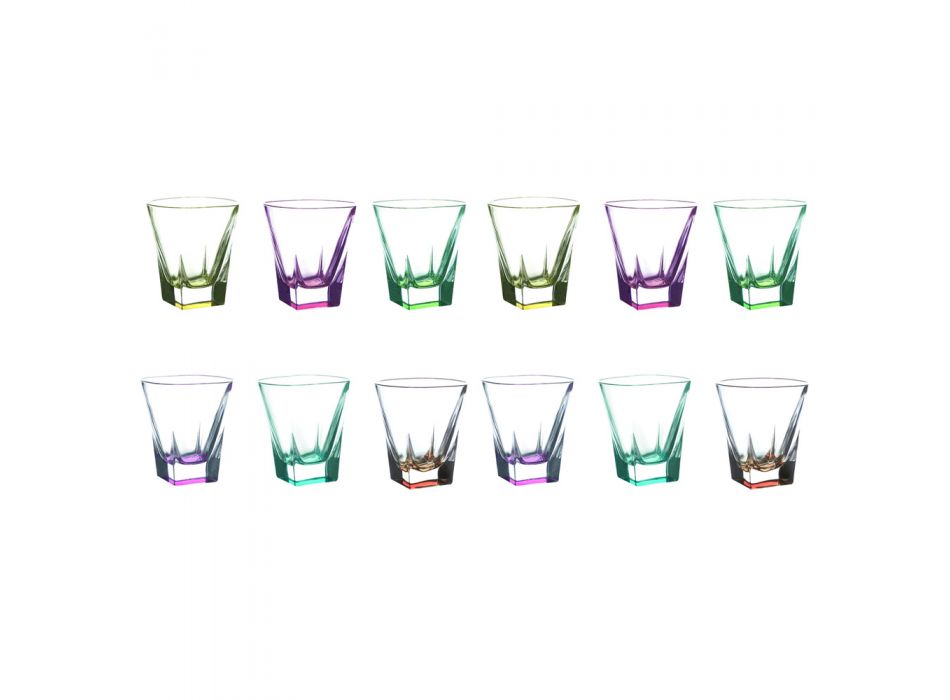 12 Pcs Eco Colored Crystal Liqueur Glasses Service - Amalgam