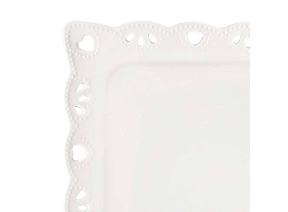 Buffet or Aperitif Service in Decorated White Porcelain 3 Pieces - Rafiki Viadurini