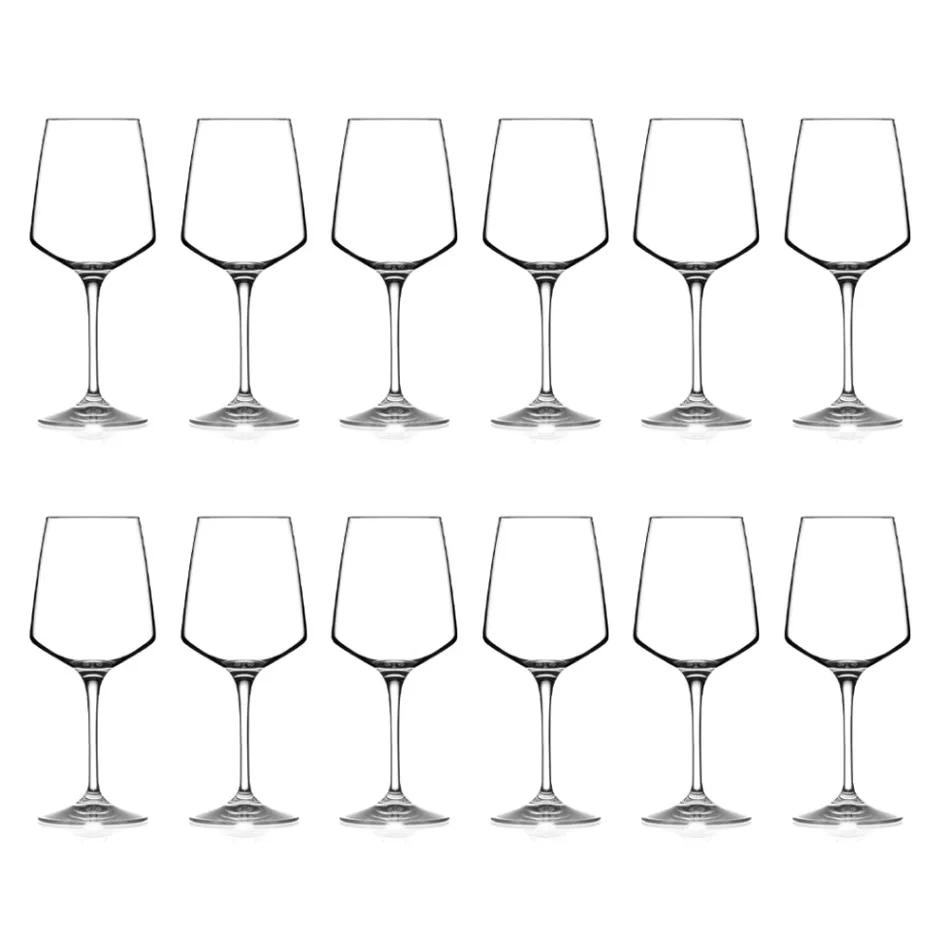 Red or White Eco Crystal Minimal Wine Glass Set 12 Pcs - Etera Viadurini