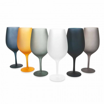 Red or White Wine Goblet Set in Colored Glass, 12 Pieces - Rim Viadurini