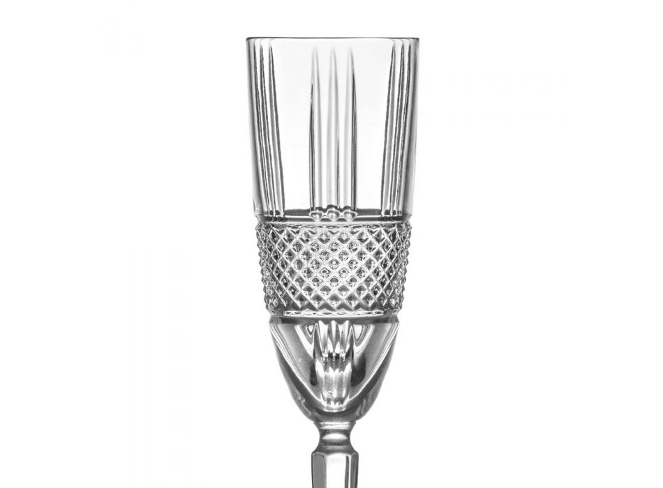 Champagne Flute Goblet Set in Eco Crystal Decor 12 Pcs - Lively