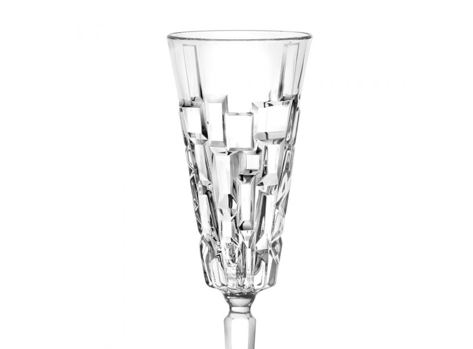 Luxury Eco Decorated Crystal Flute Goblet Set 12 Pieces - Catania Viadurini