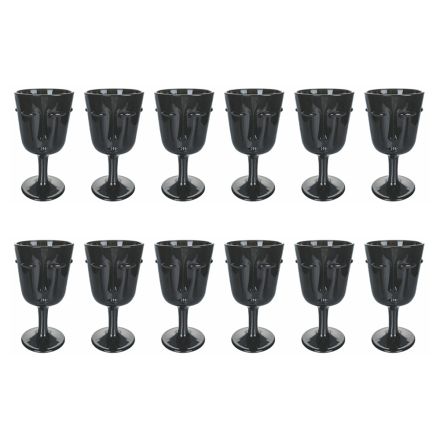 Glass Goblet Set with Face Decoration 3 Finishes 12 Pieces - Facial Viadurini