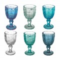 Colored Wine Goblet Set in Glass and Oriental Style Decoration 12 Pieces - Screw