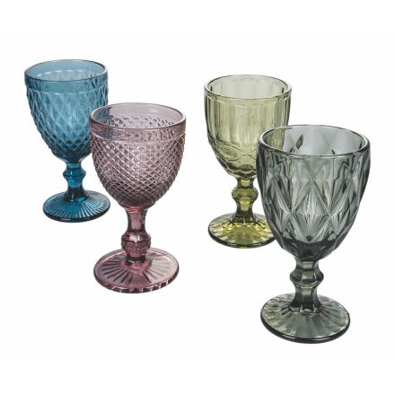 Wine or Water Goblet Set in Decorated Colored Glass 12 Pcs - Urbanvi Viadurini