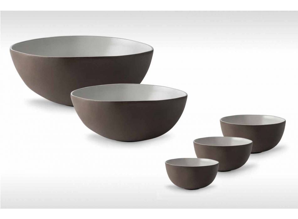 Bowls Service Bowls in Anthracite or Brown Stoneware Design 26 Pieces - Diletta