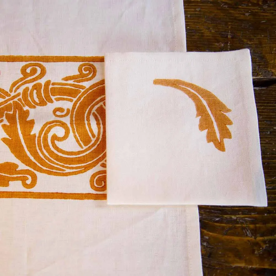 Italian Artisan Breakfast Service Hand Print on Ancient Fabrics - Brands Viadurini