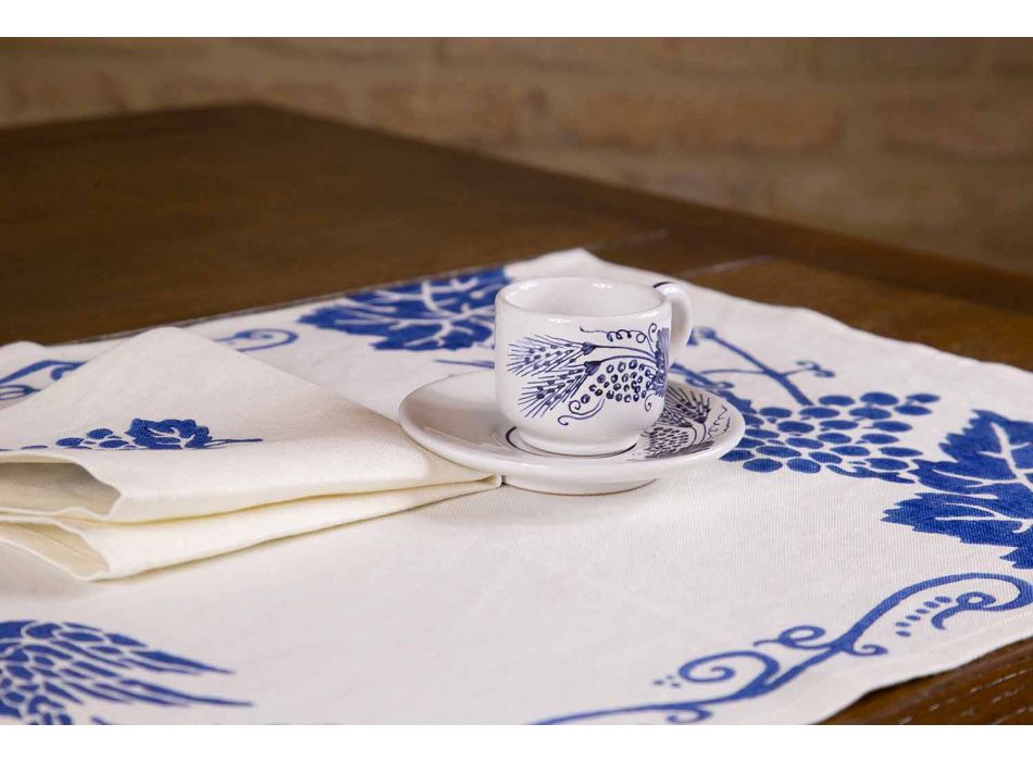 Italian Artisan Breakfast Service Hand Print on Ancient Fabrics - Brands